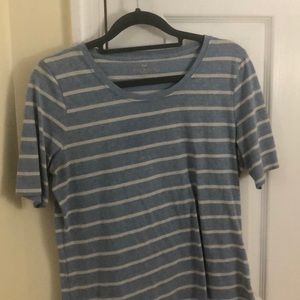 A blue and white striped shirt.